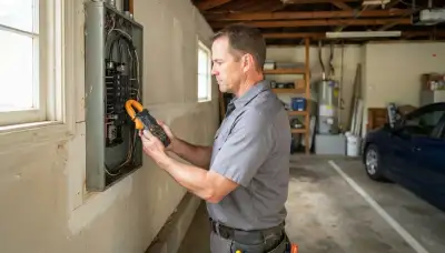 Louisville, KY electrician uses a clamp meter to assess home capacity for EV charger installation