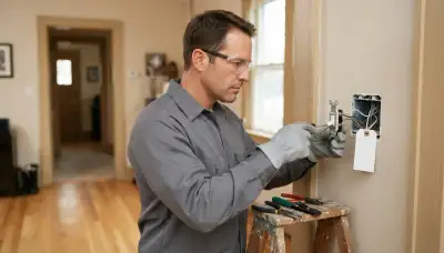Louisville, KY electrician replacing a worn switch and securing wire terminations under a lockout tag